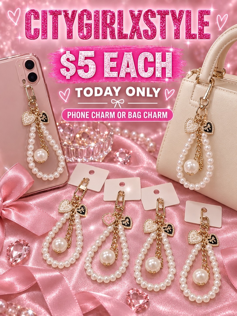 New Pearl Phone & Bag Charm